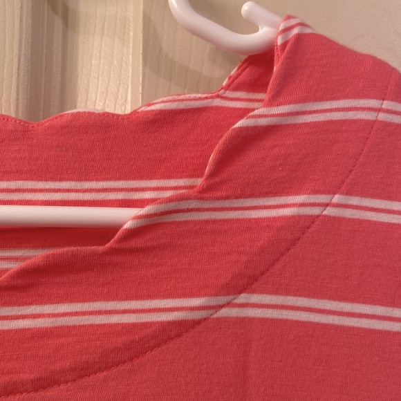 Talbots Top Short Sleeve Pink White Stripe Cotton Scalloped Neckline WM SZ LP - Picture 4 of 7